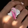 5ctw White and Pink Sapphire Paved Bold Cocktail Ring