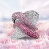 5ctw White and Pink Sapphire Paved Bold Cocktail Ring