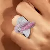 5ctw White and Pink Sapphire Paved Bold Cocktail Ring