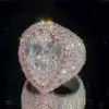 9.3ct Pear Cut Allover Paved Pink Sapphire Cocktail Ring