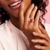 13ct Fat Oval Cut Ruby Matte Hollow Vintage Cocktail Ring 