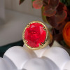 13ct Fat Oval Cut Ruby Matte Hollow Vintage Cocktail Ring 