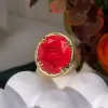 13ct Fat Oval Cut Ruby Matte Hollow Vintage Cocktail Ring 