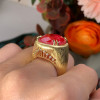 13ct Fat Oval Cut Ruby Matte Hollow Vintage Cocktail Ring 