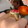 13ct Fat Oval Cut Ruby Matte Hollow Vintage Cocktail Ring 
