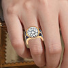 6.8ct Round Cut Art-deco Blue Sapphire Cocktail Ring