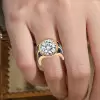 6.8ct Round Cut Art-deco Blue Sapphire Cocktail Ring