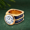 6.8ct Round Cut Art-deco Blue Sapphire Cocktail Ring