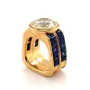 6.8ct Round Cut Art-deco Blue Sapphire Cocktail Ring