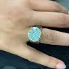 6.8ct Round Cut Art-deco Blue Sapphire Cocktail Ring