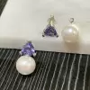 4ct Created Sapphire Pearl Drop Earrings