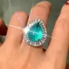 10ct Waterdrop-Shaped Paraiba Halo Cocktail Ring