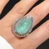 10ct Waterdrop-Shaped Paraiba Halo Cocktail Ring