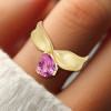 2ct Pear Cut Fuchsia Pink Sapphire Promise Ring