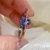 3ct Round Cut Tanzanite Blue Sapphire Modern Engagement Ring