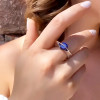 3ct Round Cut Tanzanite Blue Sapphire Modern Engagement Ring