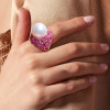 15MM Pearl and Fuchsia Pink Sapphire Bold Cocktail Ring