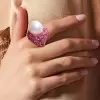 15MM Pearl and Fuchsia Pink Sapphire Bold Cocktail Ring