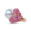 15MM Pearl and Fuchsia Pink Sapphire Bold Cocktail Ring