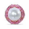 15MM Pearl and Fuchsia Pink Sapphire Bold Cocktail Ring