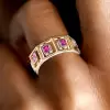 3.2ctw Princess Cut Ruby Hollow Modern Wedding Band
