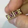 3.2ctw Princess Cut Ruby Hollow Modern Wedding Band