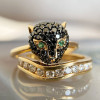 Multicolor Sapphire Panther Ring With Curved Band Set