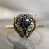 Multicolor Sapphire Panther Ring With Curved Band Set