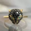 Multicolor Sapphire Panther Ring With Curved Band Set