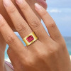 4ct Emerald Cut Ruby Matte Cigar Band Engagement Ring