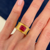 4ct Emerald Cut Ruby Matte Cigar Band Engagement Ring