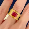 4ct Emerald Cut Ruby Matte Cigar Band Engagement Ring