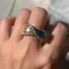 3ctw Blue and White Sapphire Curved Wedding Band