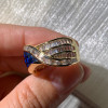 3ctw Blue and White Sapphire Curved Wedding Band