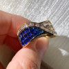 3ctw Blue and White Sapphire Curved Wedding Band