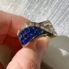 3ctw Blue and White Sapphire Curved Wedding Band