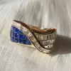 3ctw Blue and White Sapphire Curved Wedding Band