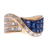 3ctw Blue and White Sapphire Curved Wedding Band