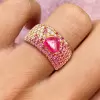 1.2ct Heart Cut Fuchsia Pink Sapphire Paved Cocktail Ring