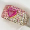 1.2ct Heart Cut Fuchsia Pink Sapphire Paved Cocktail Ring