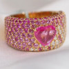 1.2ct Heart Cut Fuchsia Pink Sapphire Paved Cocktail Ring