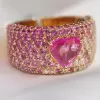 1.2ct Heart Cut Fuchsia Pink Sapphire Paved Cocktail Ring