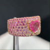 1.2ct Heart Cut Fuchsia Pink Sapphire Paved Cocktail Ring