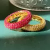 3ctw Multicolor Sapphire Paved Stackable Eternity Ring