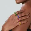 3ctw Multicolor Sapphire Paved Stackable Eternity Ring