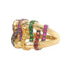 Multicolor Sapphire Crossover Cocktail Ring