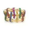 Multicolor Sapphire Crossover Cocktail Ring