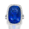 16ct Cushion Cut Blue Sapphire Halo Cocktail Ring