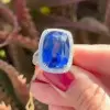 16ct Cushion Cut Blue Sapphire Halo Cocktail Ring