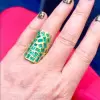 4ctw Multi-cut Emerald Long Cocktail Ring